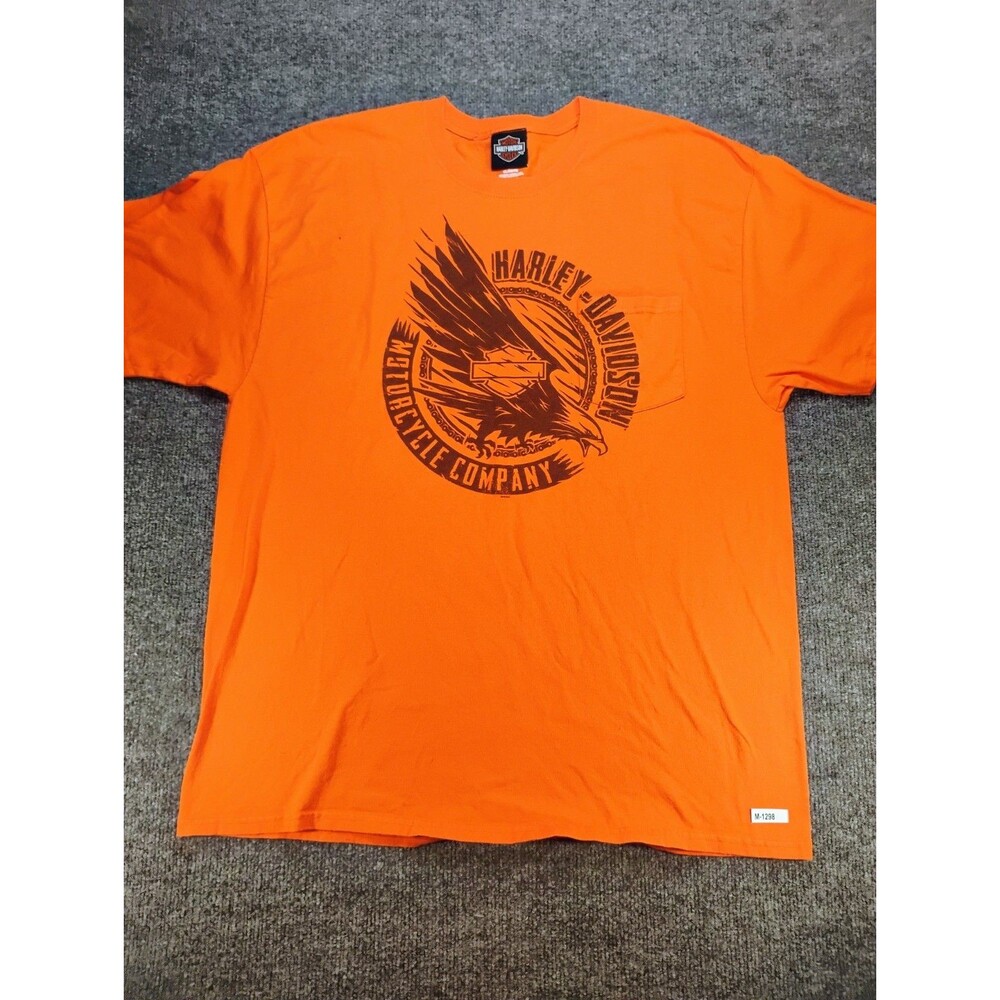 Harley Davidson Black Hills Rapid City SD Orange Pocket T Shirt XL Eagle Biker